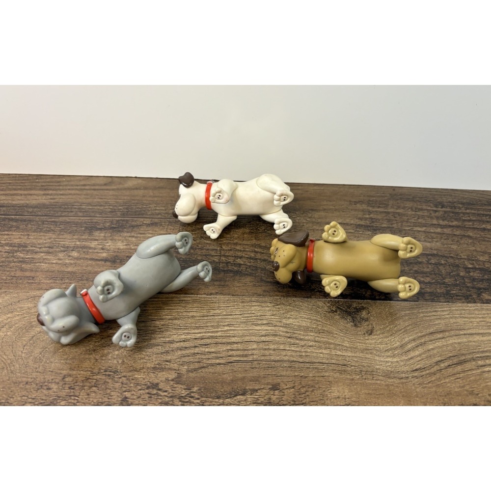 Lot Of 3 Vintage Pound Puppies Dog Poseable 3.75" Figures Gray White 1986 - Picture 5 of 6